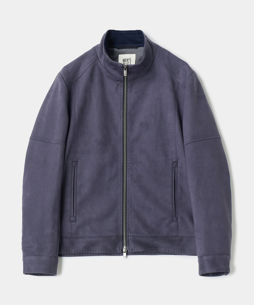 MEN'S BIGI フェイクスエードダンボール ライダースジャケット ネイビー
