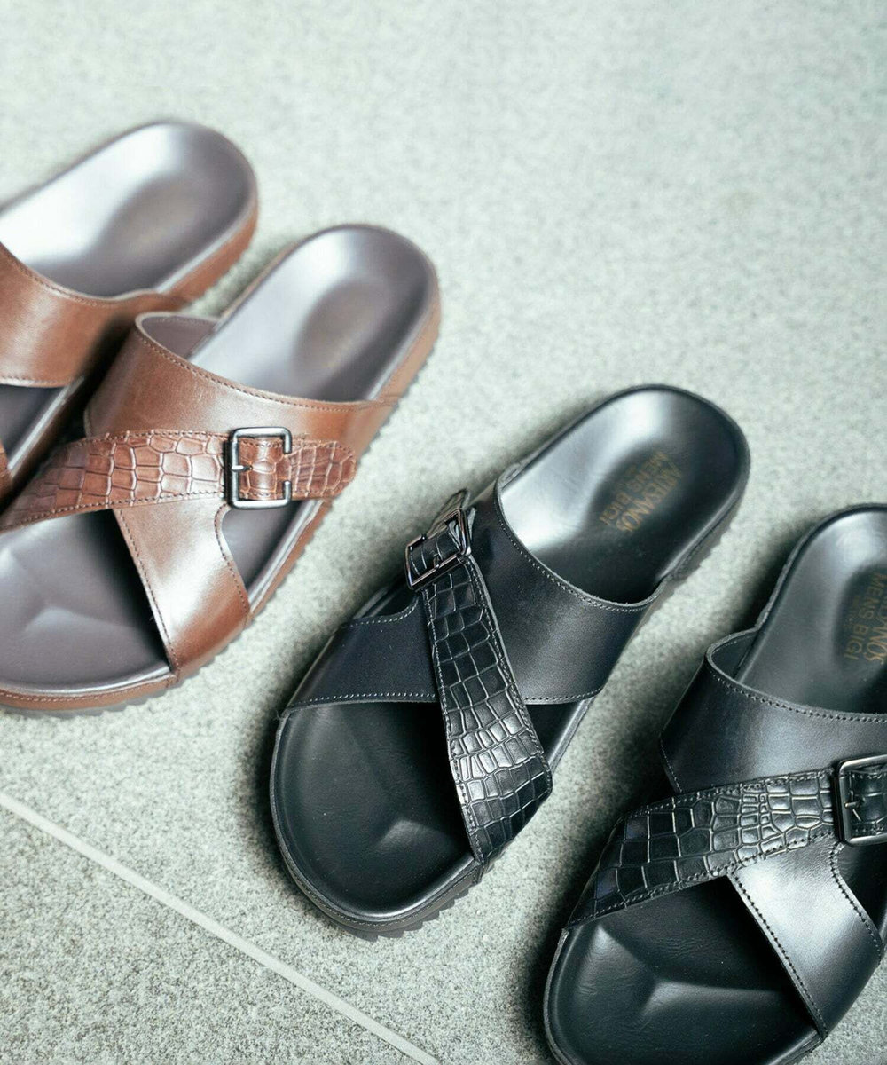 MEN'S BIGI 【Artesanos/アルテサノス】別注 レザークロスストラップサンダル ブラック