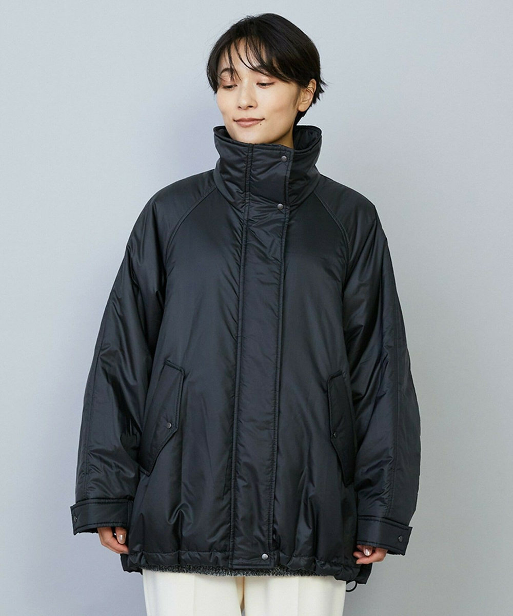 feerique feerique シルキータフタパディングコクーンコート ブラック