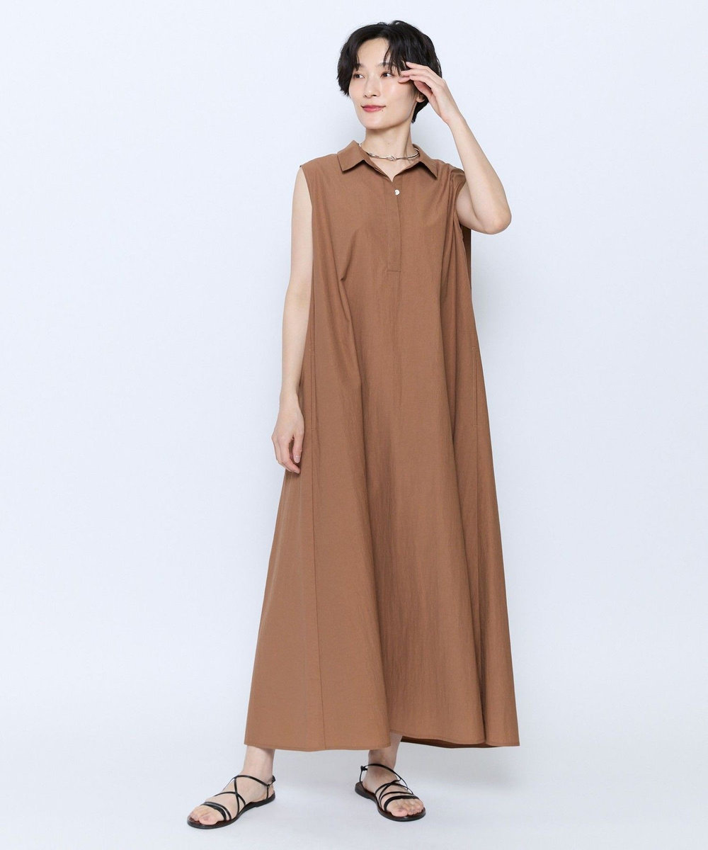 feerique feerique 綿ナイロンクロスAラインワンピース ブラウン