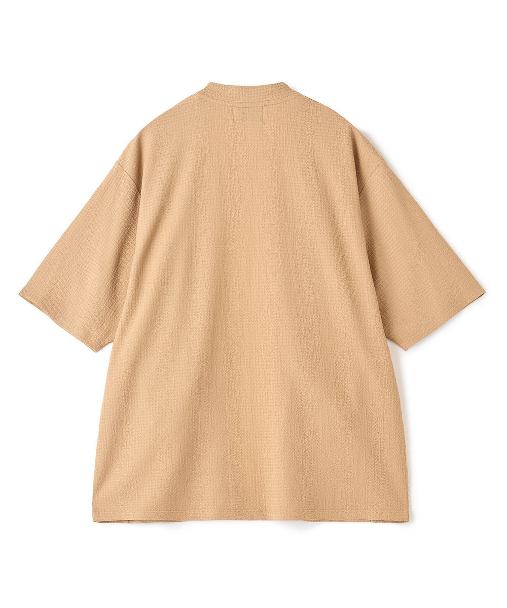 UNION STATION 【WEB限定】シア―5分袖ボタンレスカーディガン＜ストレッチ・ハンドウォッシャブル・接触冷感・通気性＞ ベージュ