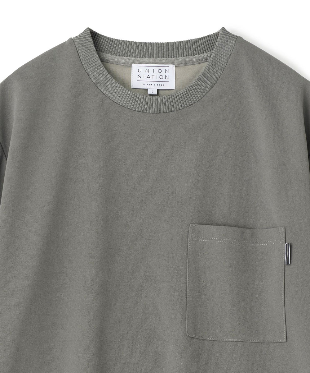 UNION STATION 梨地ポンチポケットTシャツ＜ストレッチ・マシンウォッシャブル＞ グレー