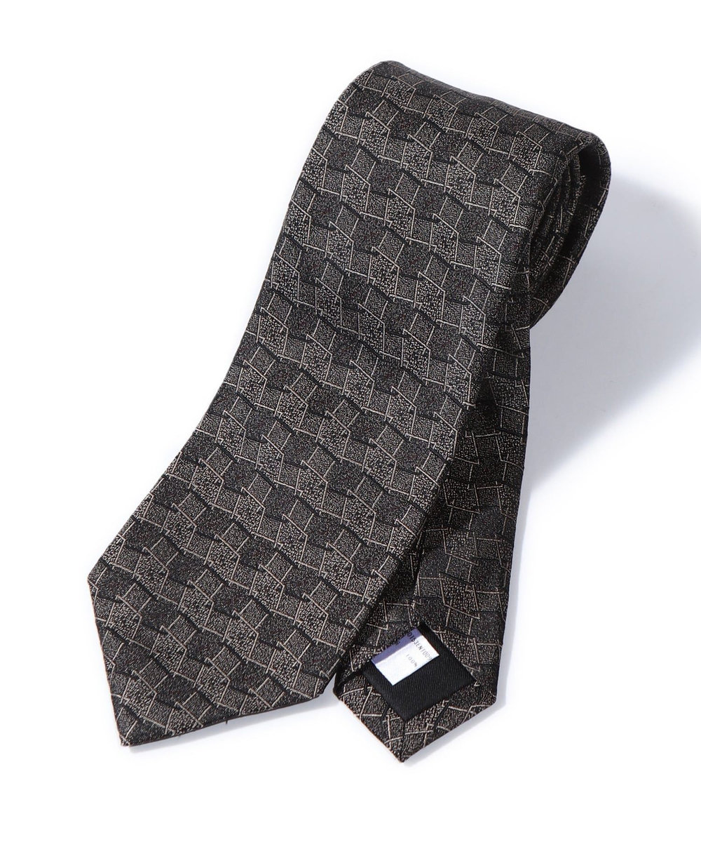 MEN'S BIGI 【TIE YOUR TIE/タイユアタイ】モダンジオメトリック柄ネクタイ ブラック