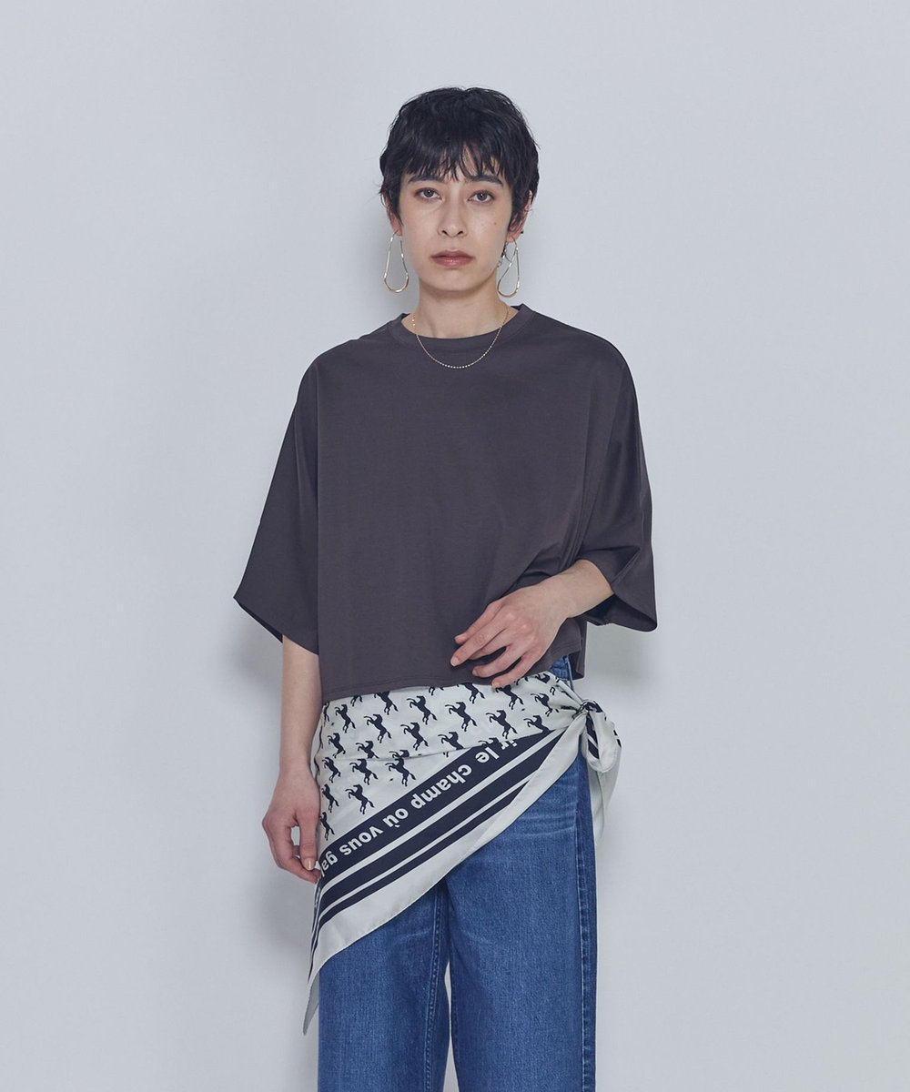 1er Arrondissement ハイゲージポンチクロップドＴシャツ ブラウン