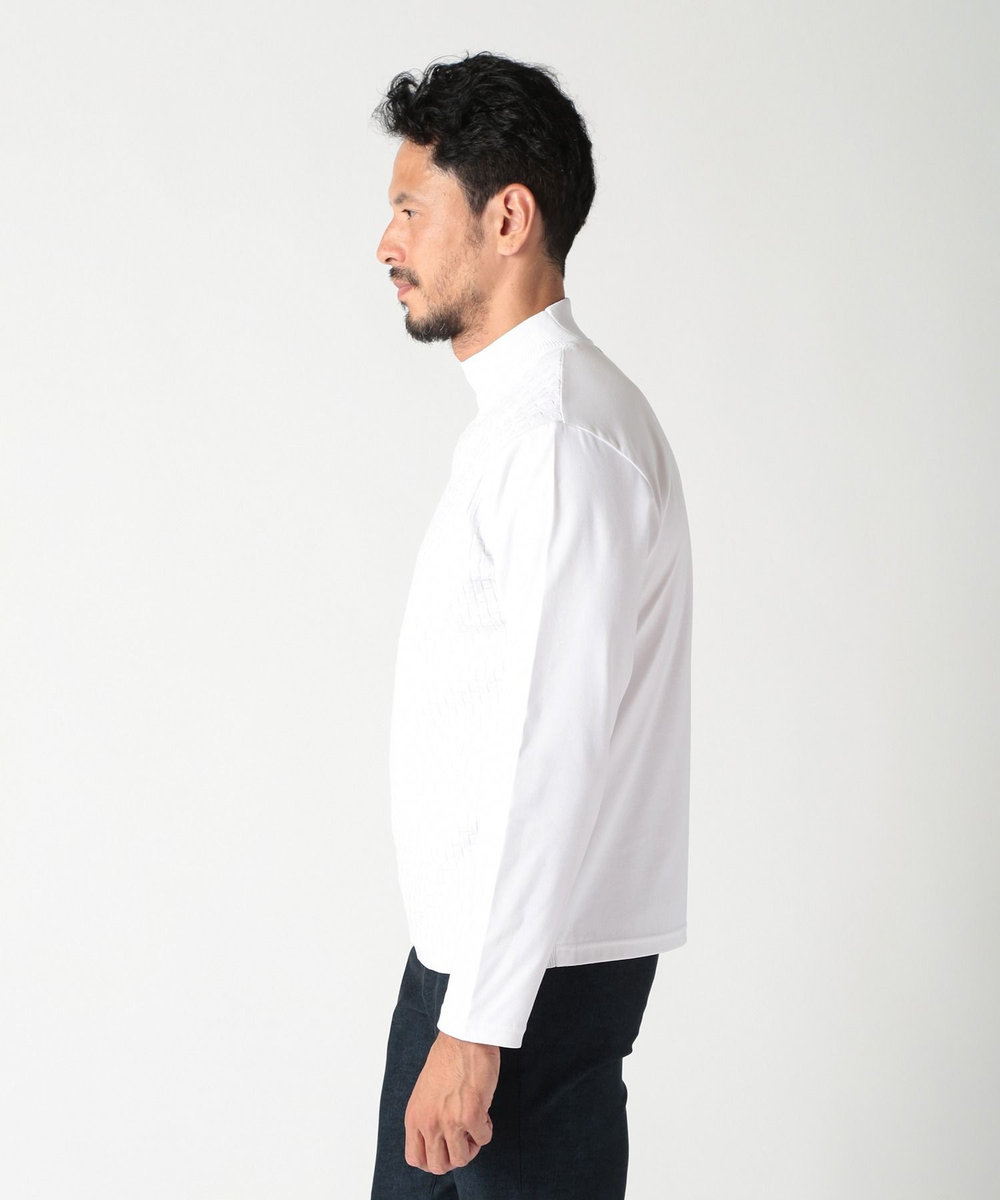 MEN'S BIGI ニットコンビモックネックカットソー ホワイト