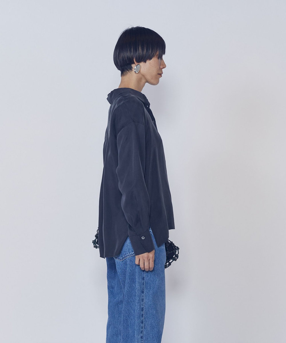 1er Arrondissement 【新色】キュプラフィブリルレギュラーカラーシャツ ブラック