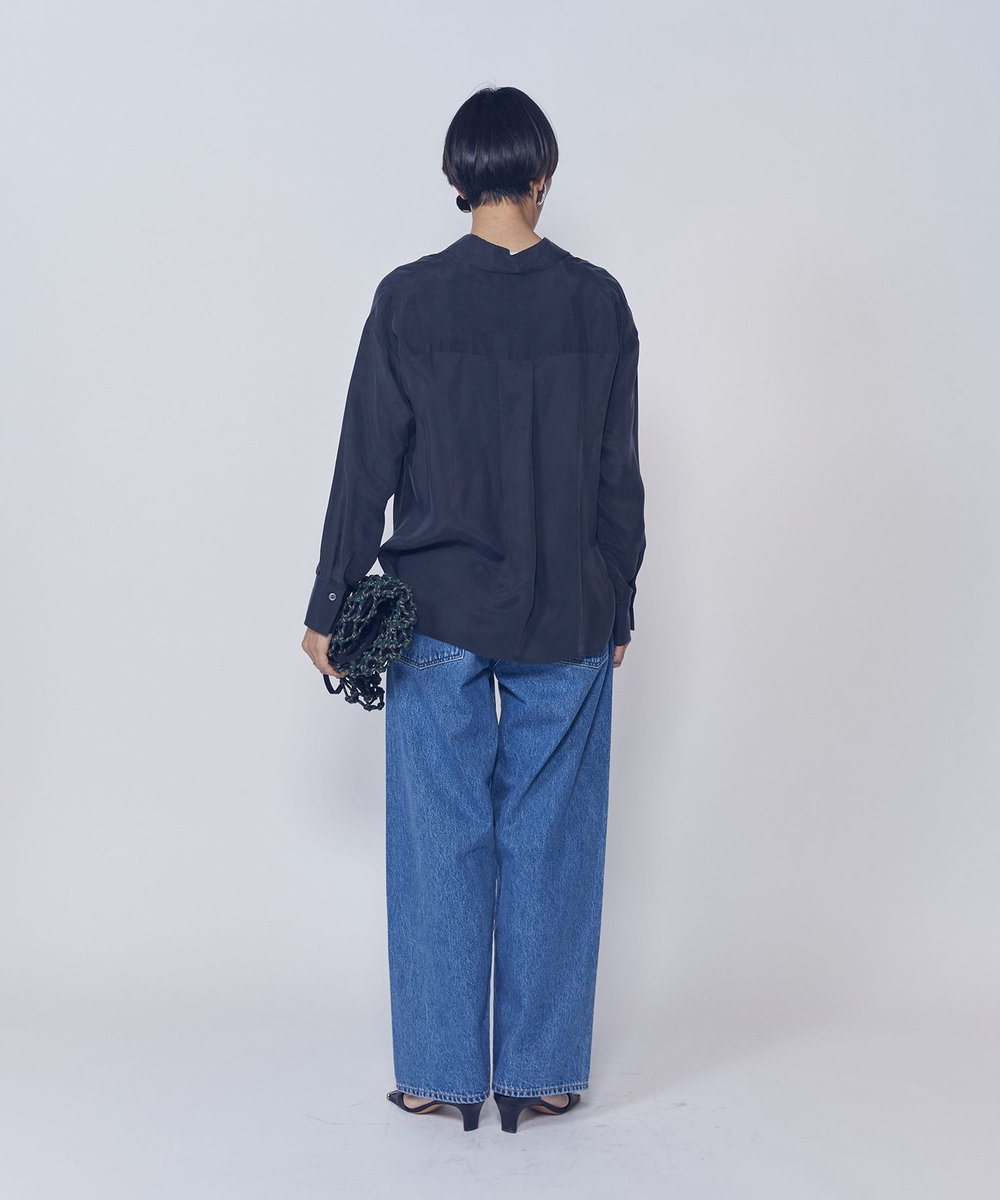 1er Arrondissement 【新色】キュプラフィブリルレギュラーカラーシャツ ブラック