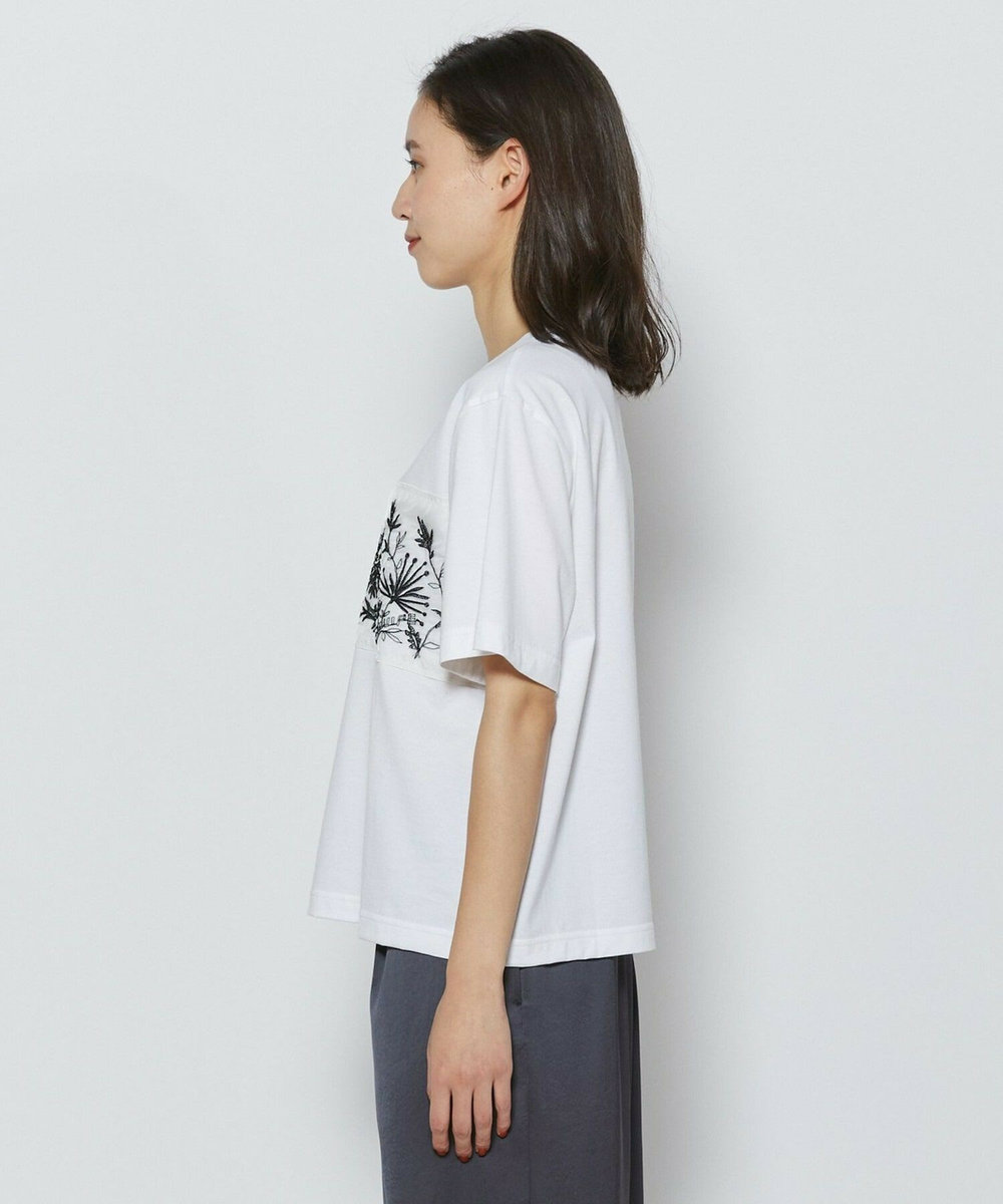 L'EQUIPE Lサイズ（大きいサイズ） 【大きいサイズ】オーガンジー刺繍Tシャツ ホワイト