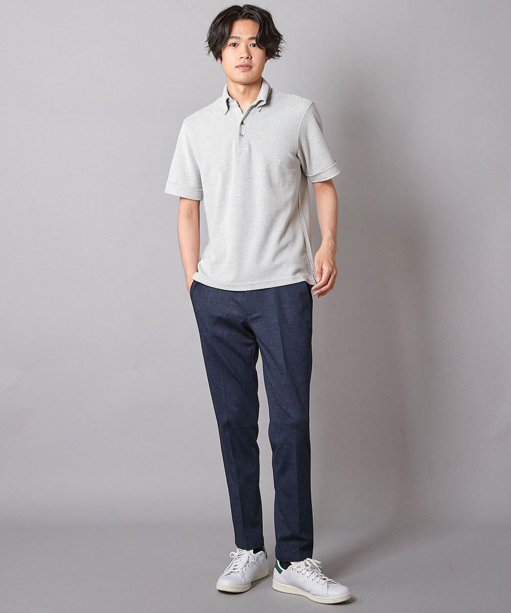 UNION STATION ハニカムジャガード シャドーボーダーポロ ホワイト