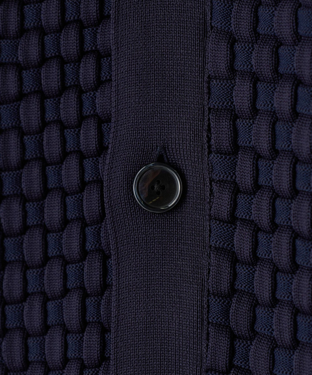 MEN'S BIGI Amossa ブロックチェック フロントジップカーディガン ネイビー
