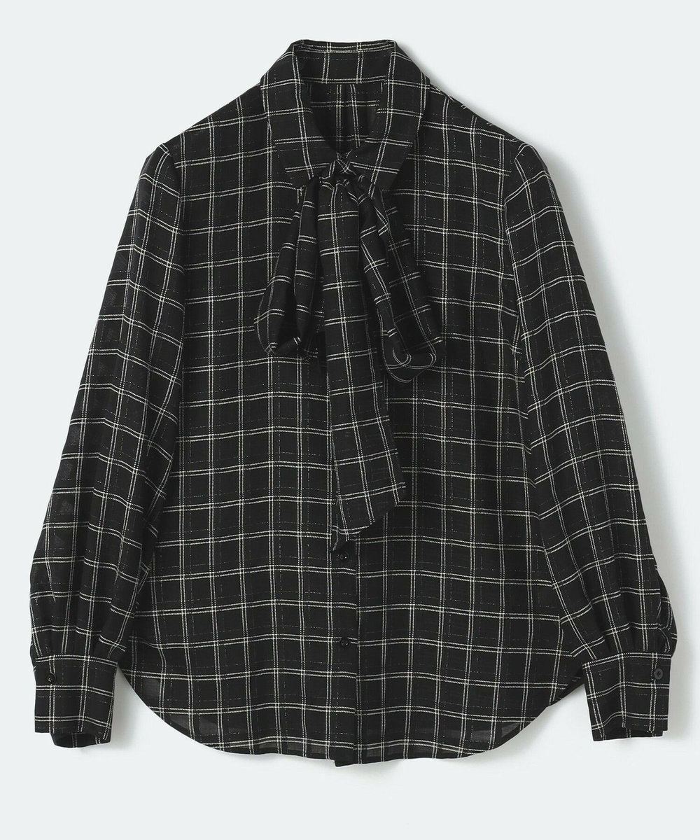 L'EQUIPE COUTURIER ウールシアーチェックブラウス ブラック