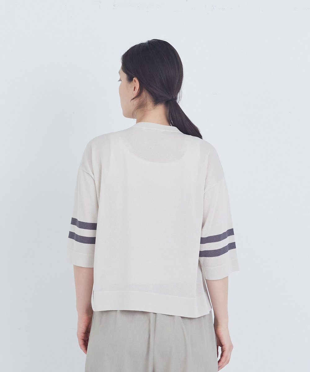 ADIEU TRISTESSE ペーパーポリエステルライン入りニット グレイッシュベージュ