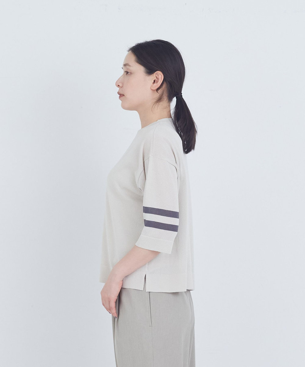 ADIEU TRISTESSE ペーパーポリエステルライン入りニット グレイッシュベージュ