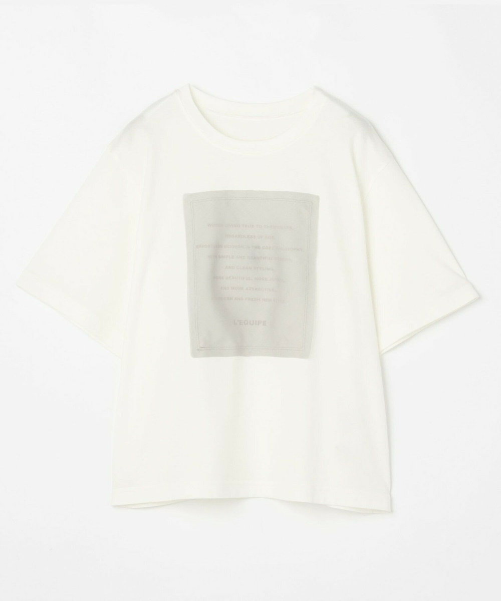 L'EQUIPE Lサイズ（大きいサイズ） 【大きいサイズ】シアーロゴプリントTシャツ グレー
