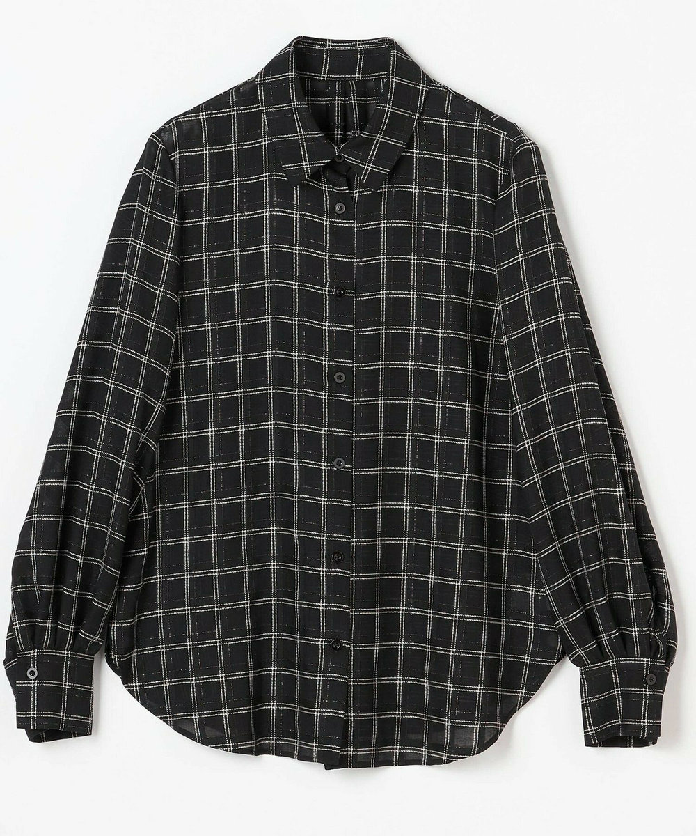 L'EQUIPE COUTURIER ウールシアーチェックブラウス ブラック