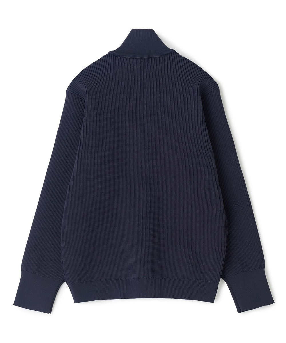 MEN'S BIGI Amossa ブロックチェック フロントジップカーディガン ネイビー