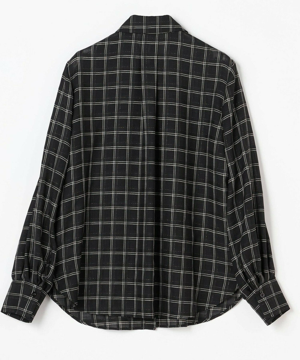 L'EQUIPE COUTURIER ウールシアーチェックブラウス ブラック