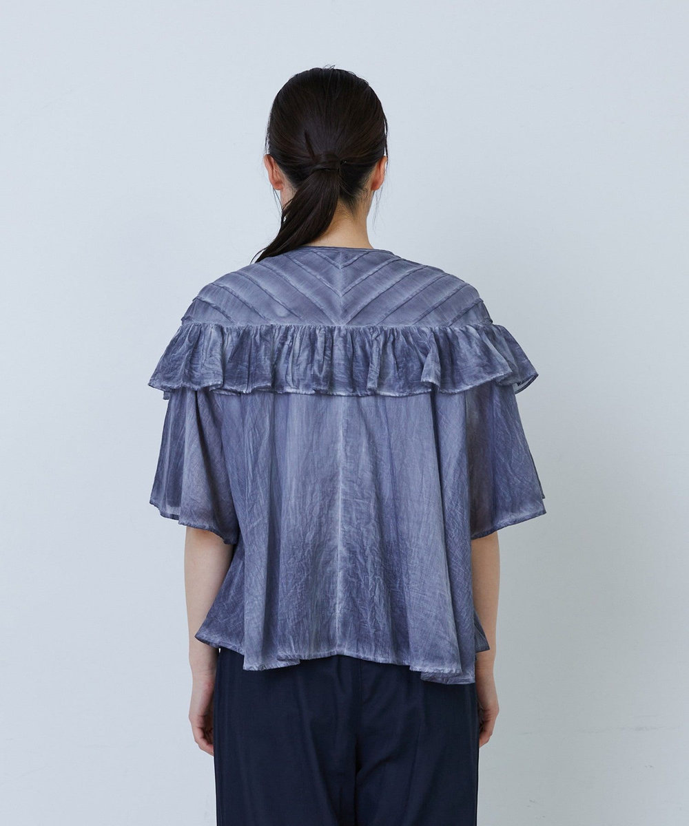 LOISIR インドピグメントダイデザインブラウス ネイビー