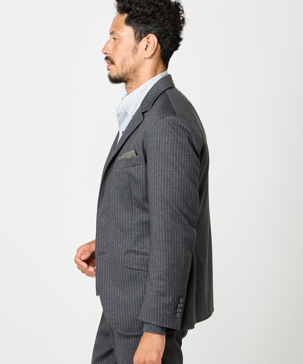 MEN'S BIGI 【ACTIVE TAILOR】エクストラTRジャージヘリンボーンプリントテーラードジャケット＜セットアップ・スリーピース対応＞ グレー