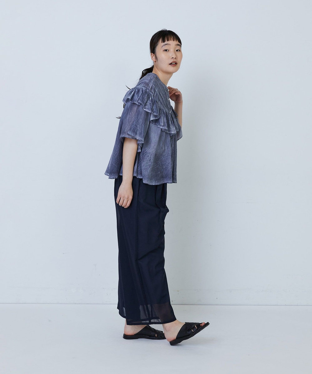 LOISIR インドピグメントダイデザインブラウス ネイビー