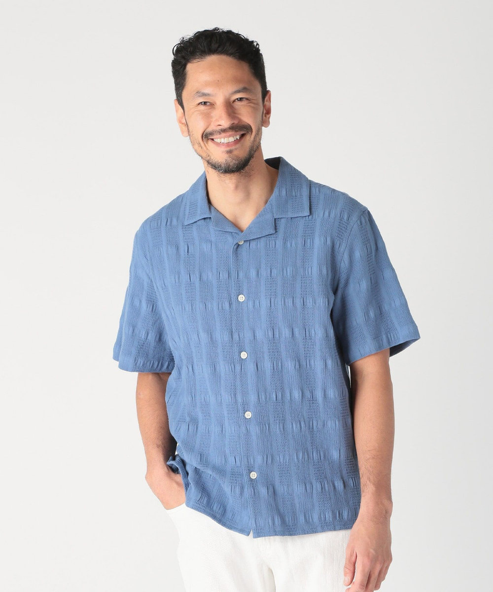 MEN'S BIGI 【Wax London/ワックスロンドン】ジャガードシャツ ブルー