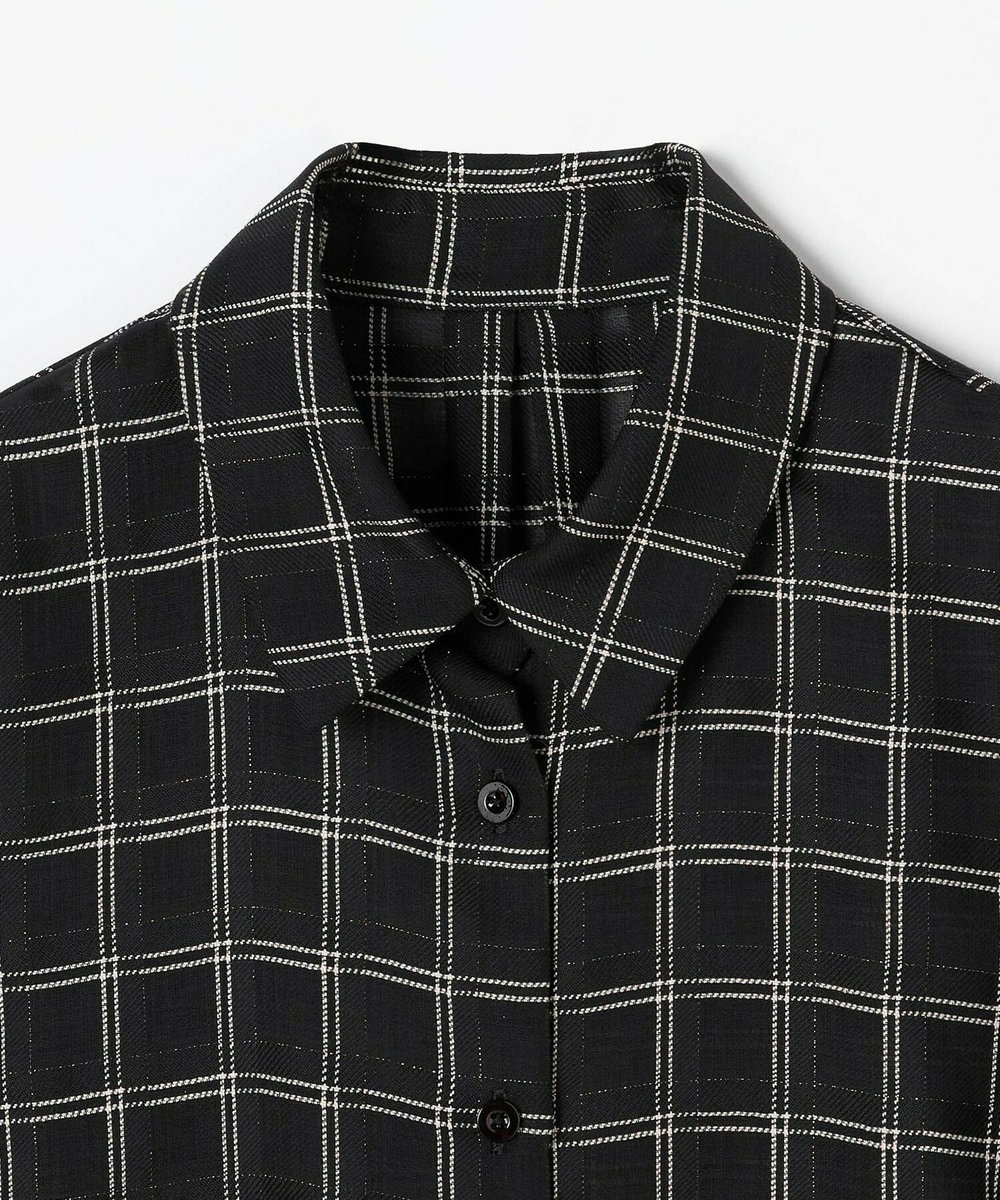 L'EQUIPE COUTURIER ウールシアーチェックブラウス ブラック