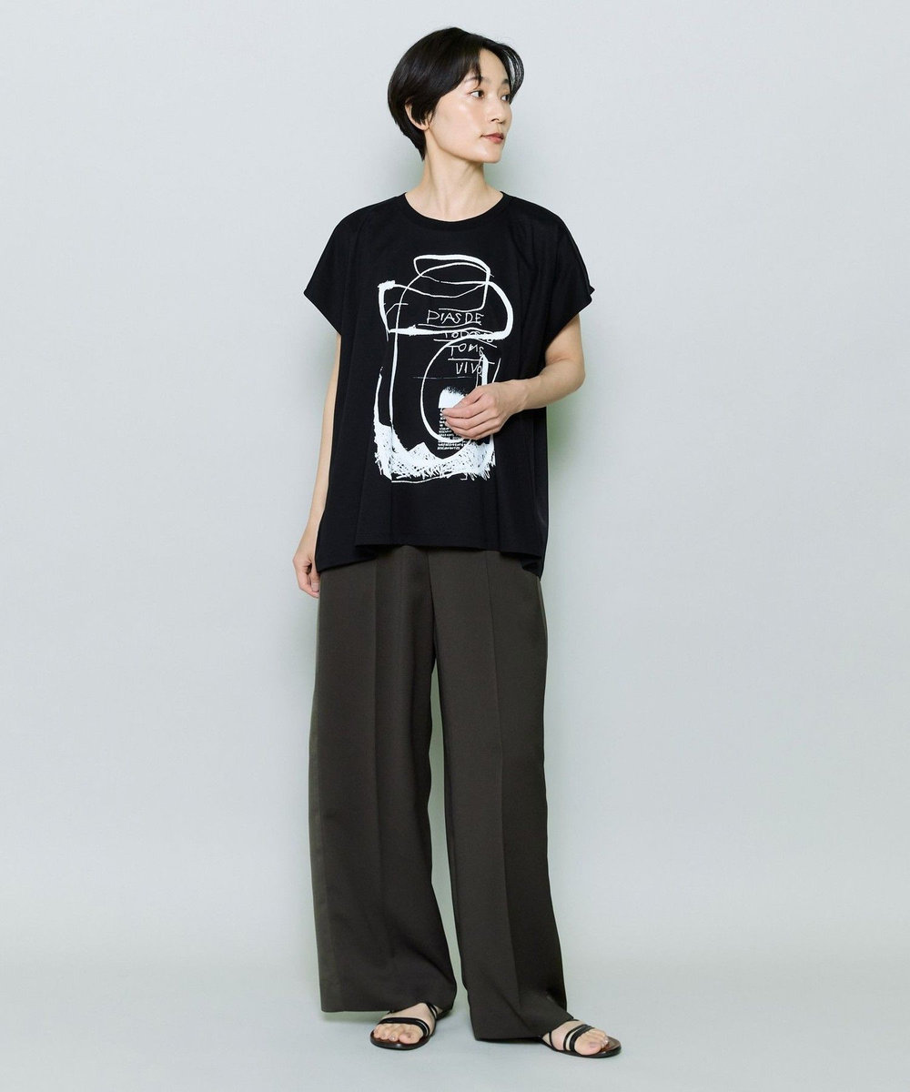 MOGA コットンスムースプリントTシャツ ブラック
