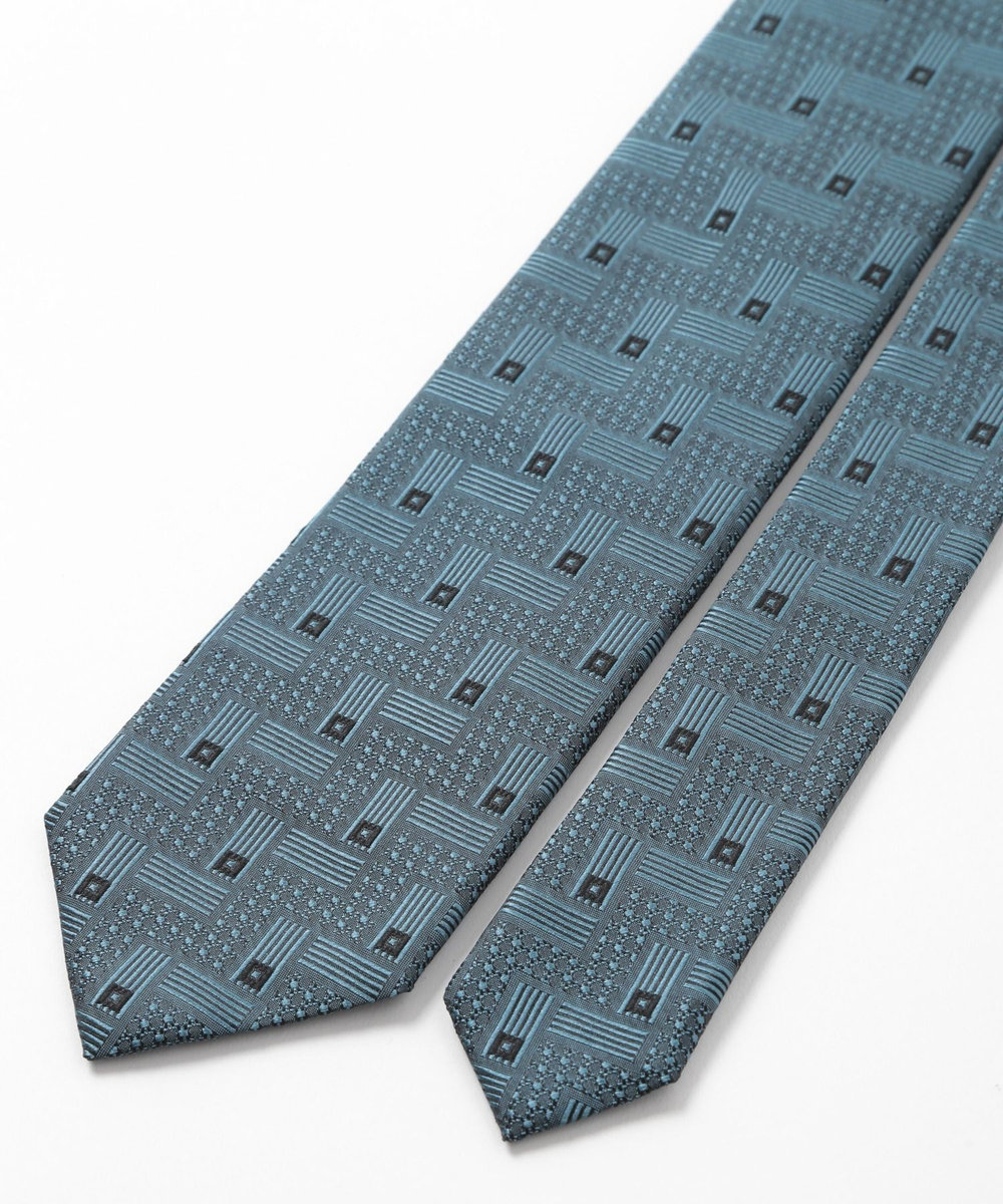 MEN'S BIGI 【TIE YOUR TIE(タイユアタイ)】ジオメトリック柄ネクタイ ターコイズブルー