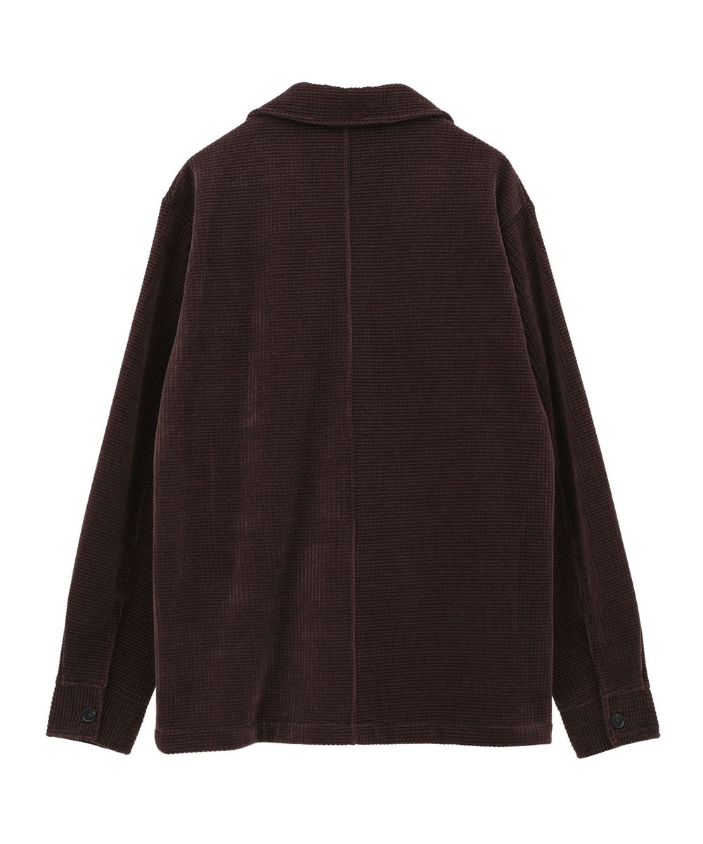 MEN'S BIGI ベロア調コールワッフル カバーオールジャケット ブラウン