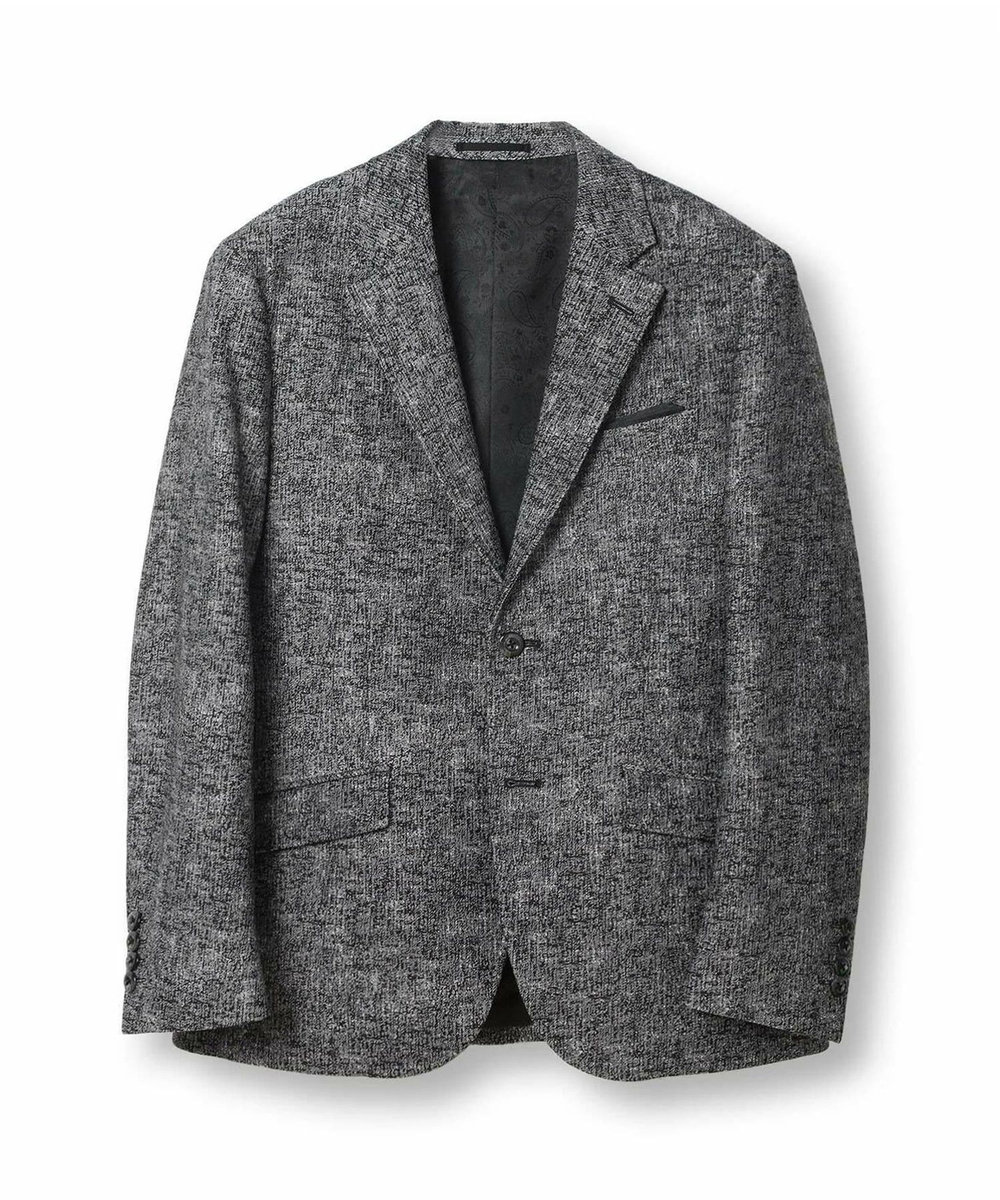 MEN'S BIGI 【ACTIVE TAILOR/アクティブテイラー】ヒートパフォーマーツイード調プリントジャケット ブラック