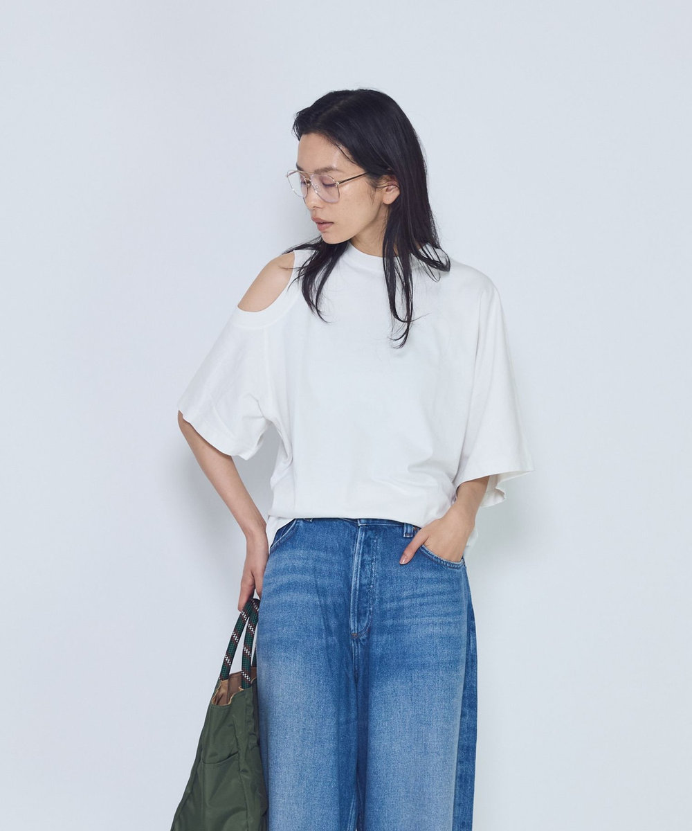 1er Arrondissement ＜AGOLDE （エーゴールドイー）＞ショルダーカットTシャツ ホワイト