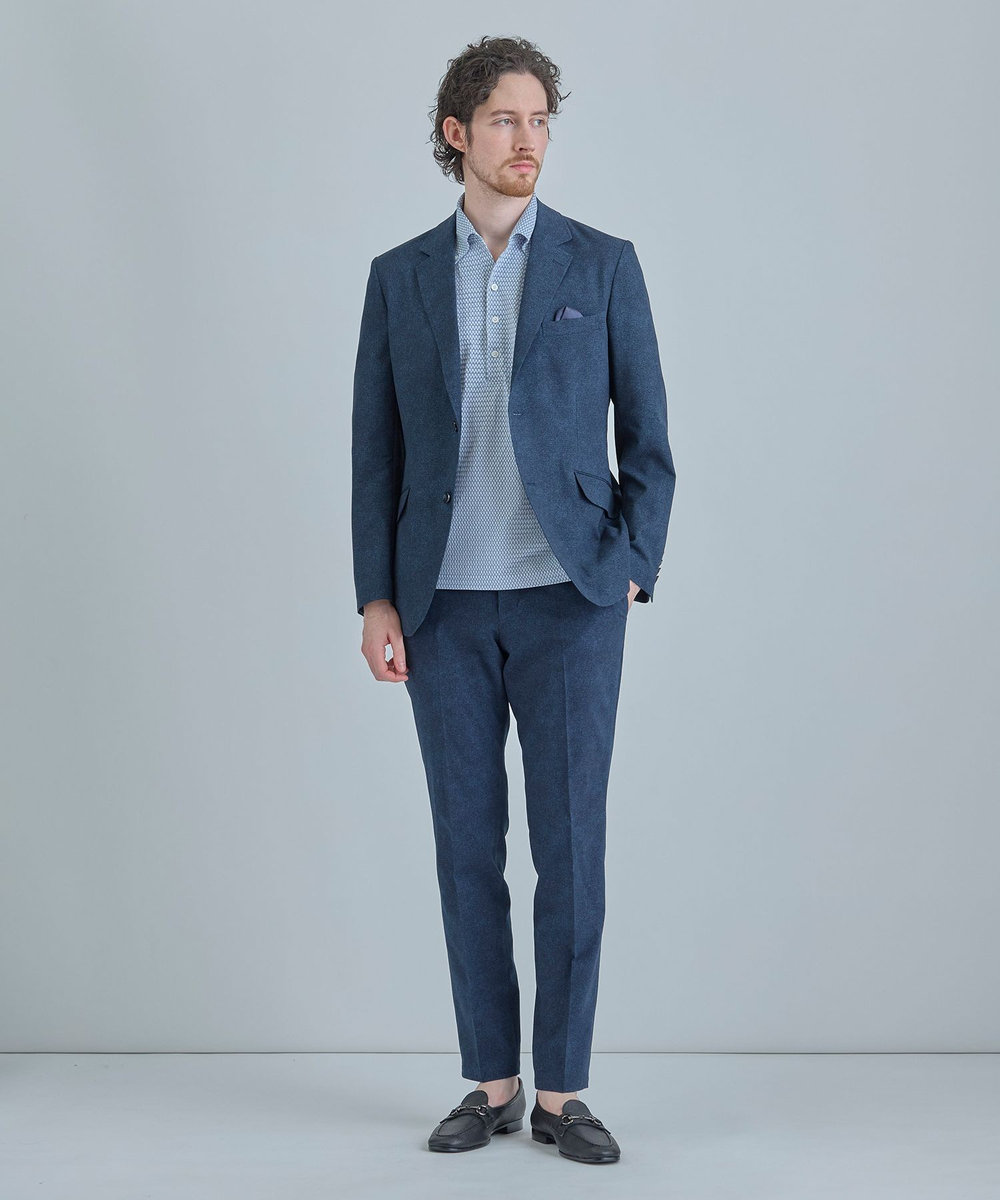 MEN'S BIGI 【ACTIVE TAILOR】Dot Air ヘリンボーン×千鳥格子/デニム柄 セットアップパンツ＜通気性/吸水速乾/ストレッチ＞ ネイビー