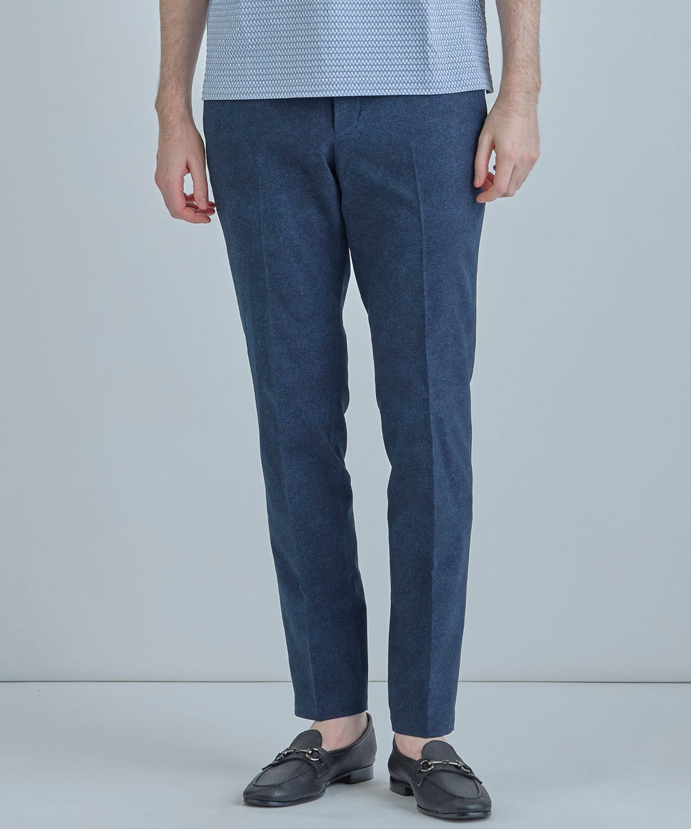 MEN'S BIGI 【ACTIVE TAILOR】Dot Air ヘリンボーン×千鳥格子/デニム柄 セットアップパンツ＜通気性/吸水速乾/ストレッチ＞ ネイビー