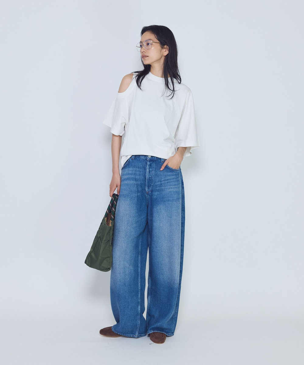 1er Arrondissement ＜AGOLDE （エーゴールドイー）＞ショルダーカットTシャツ ホワイト
