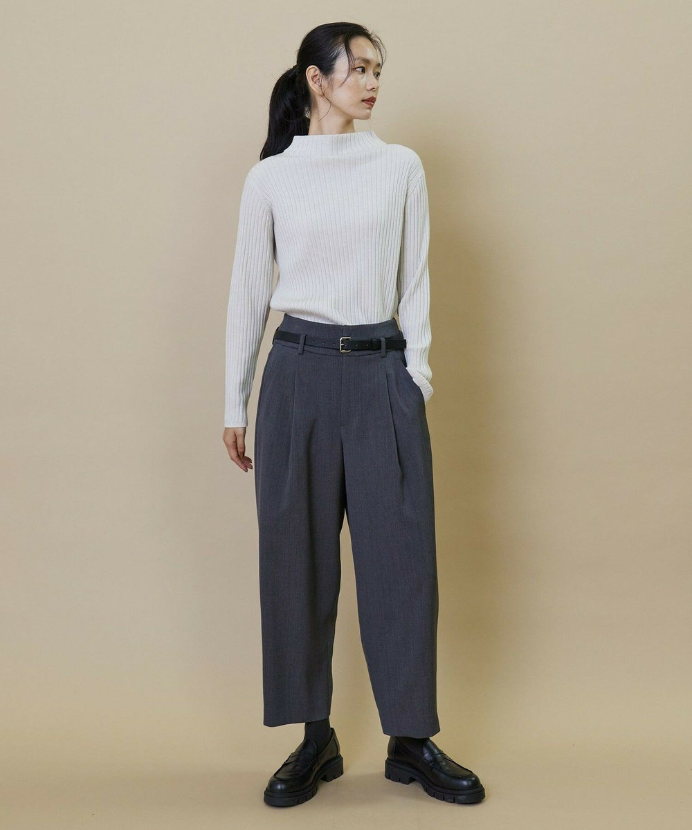 L'EQUIPE カルゼストレッチカーブフォルムパンツ チャコールグレー