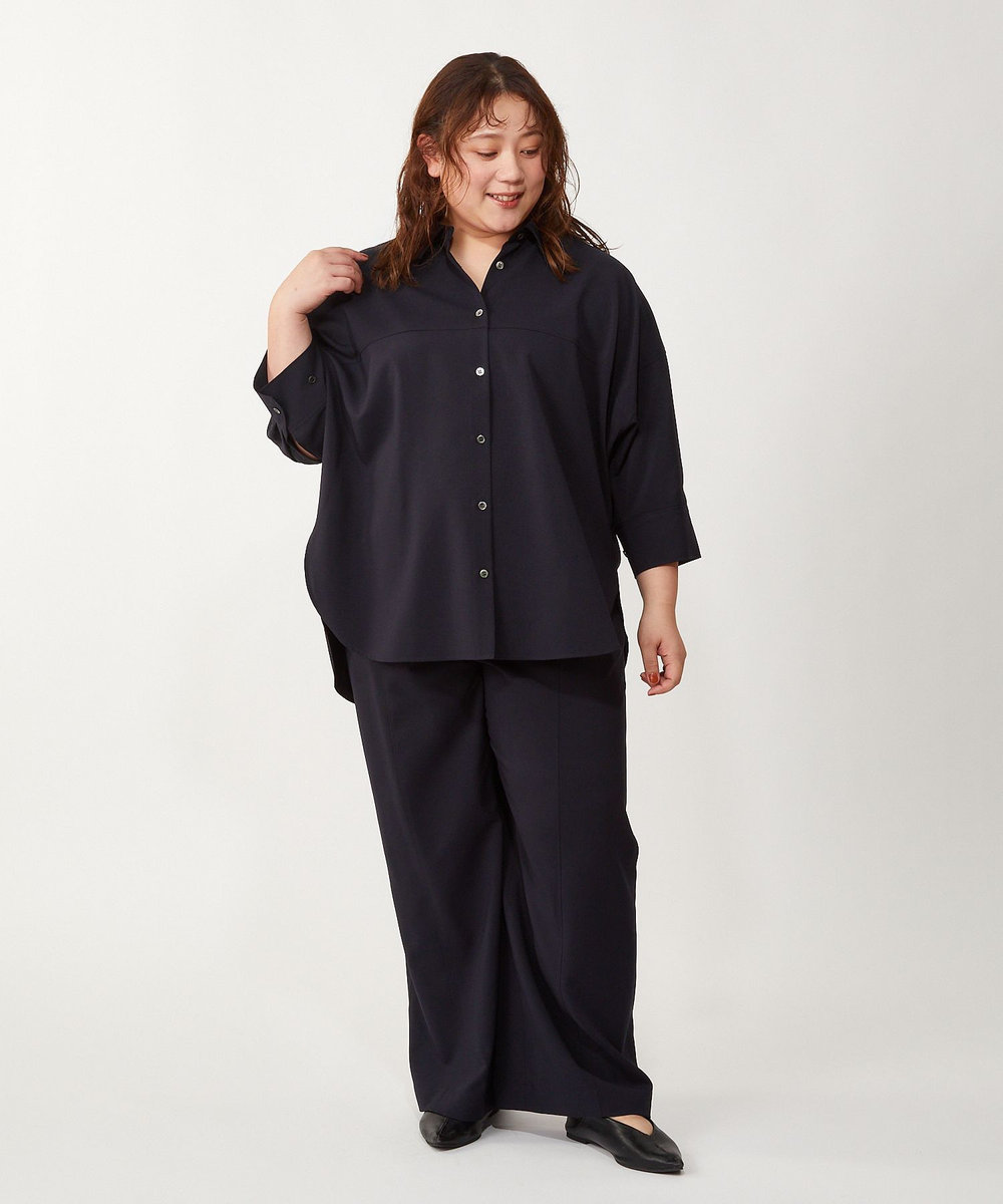 MOGA Lサイズ（大きいサイズ） 【大きいサイズ】エアリートロシャツ ネイビー