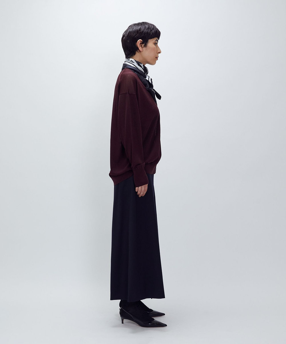 1er Arrondissement ウールサテンキュロットパンツ ネイビー