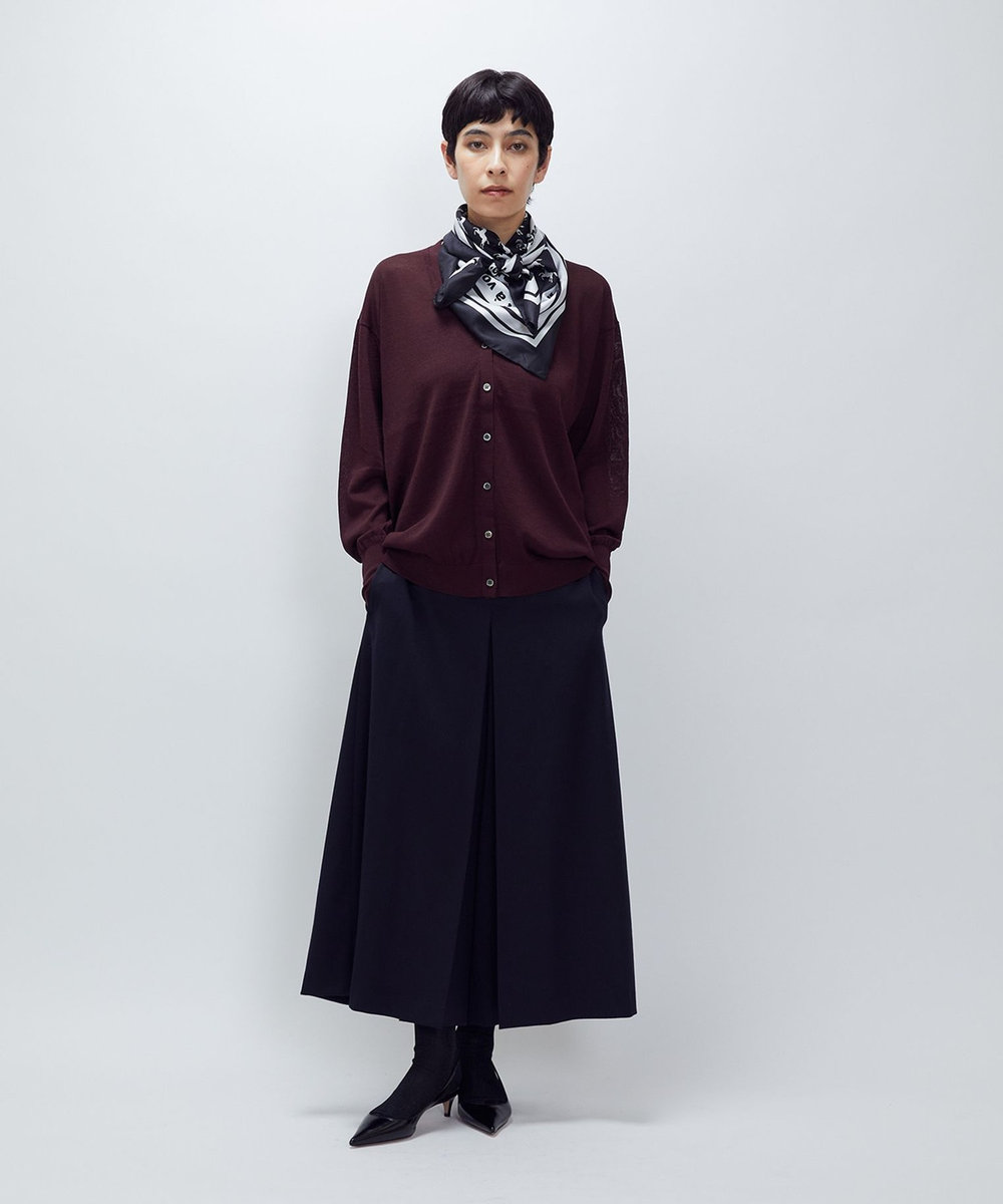 1er Arrondissement ウールサテンキュロットパンツ ネイビー