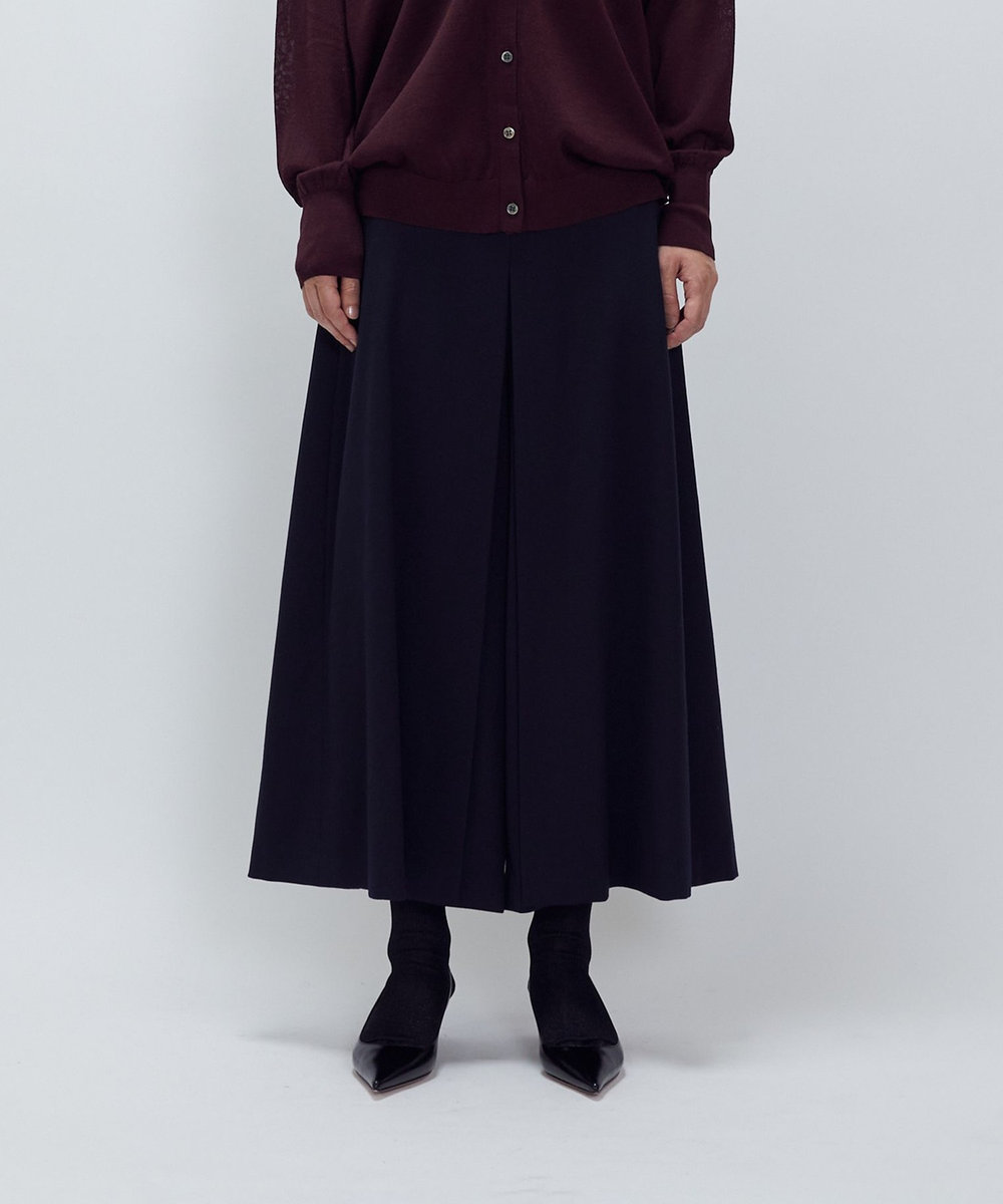 1er Arrondissement ウールサテンキュロットパンツ ネイビー