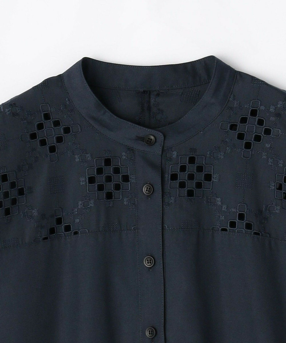 L'EQUIPE ボーラー刺繍T/Cワンピース ネイビー