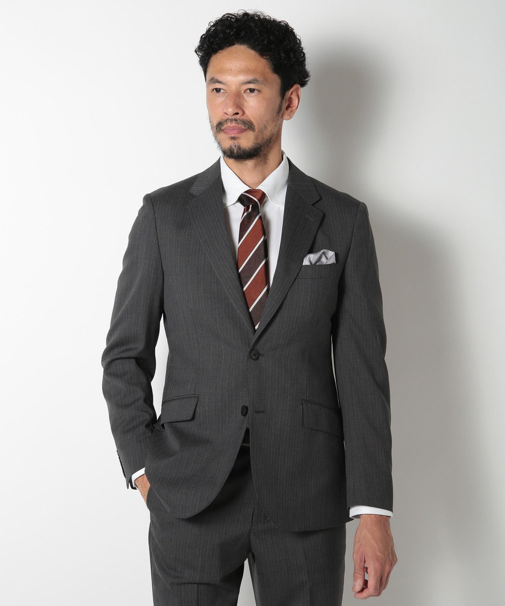 MEN'S BIGI ヘリンボーンストライプスーツセットアップ グレー