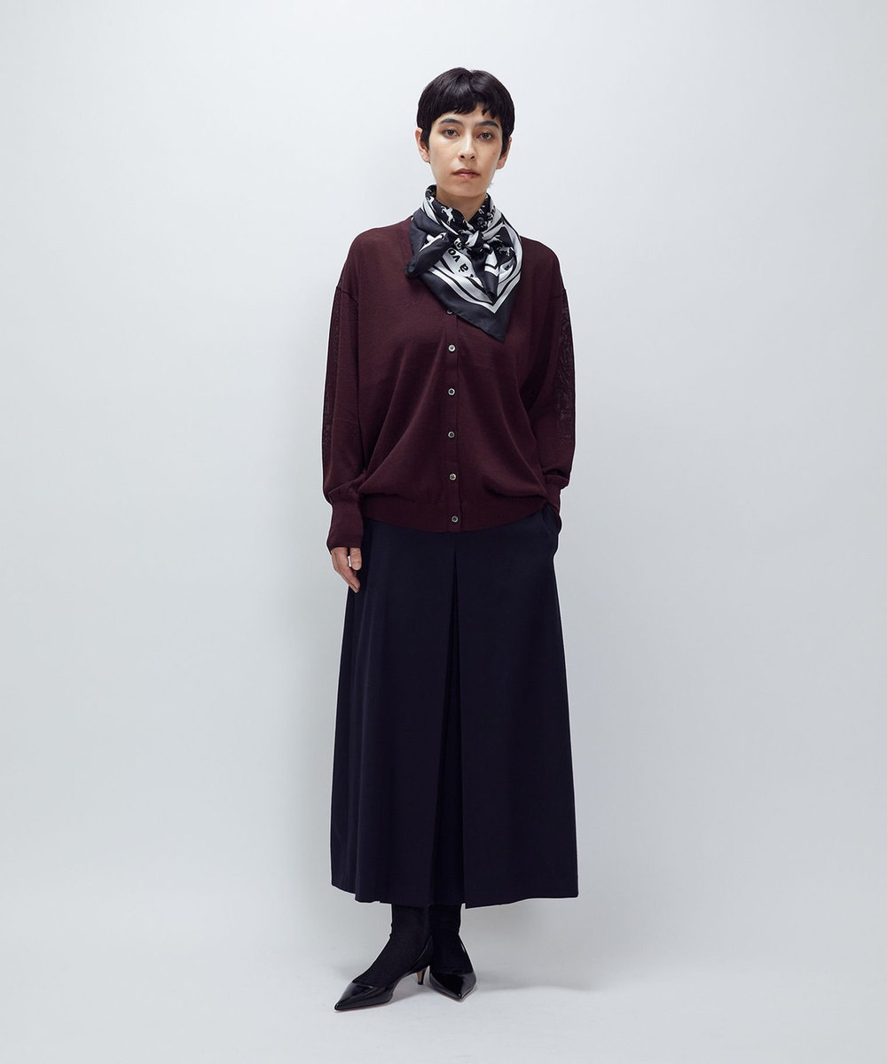 1er Arrondissement ウールサテンキュロットパンツ ネイビー