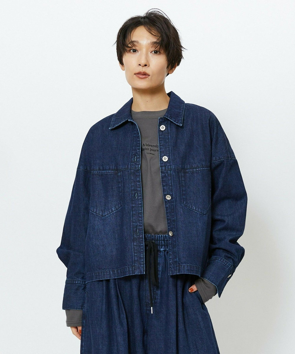 feerique feerique　デニムシャツブルゾン ネイビー