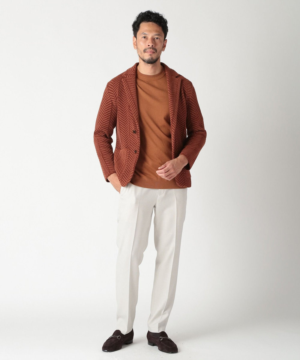 MEN'S BIGI ヘリンボーンニットジャケット レンガ