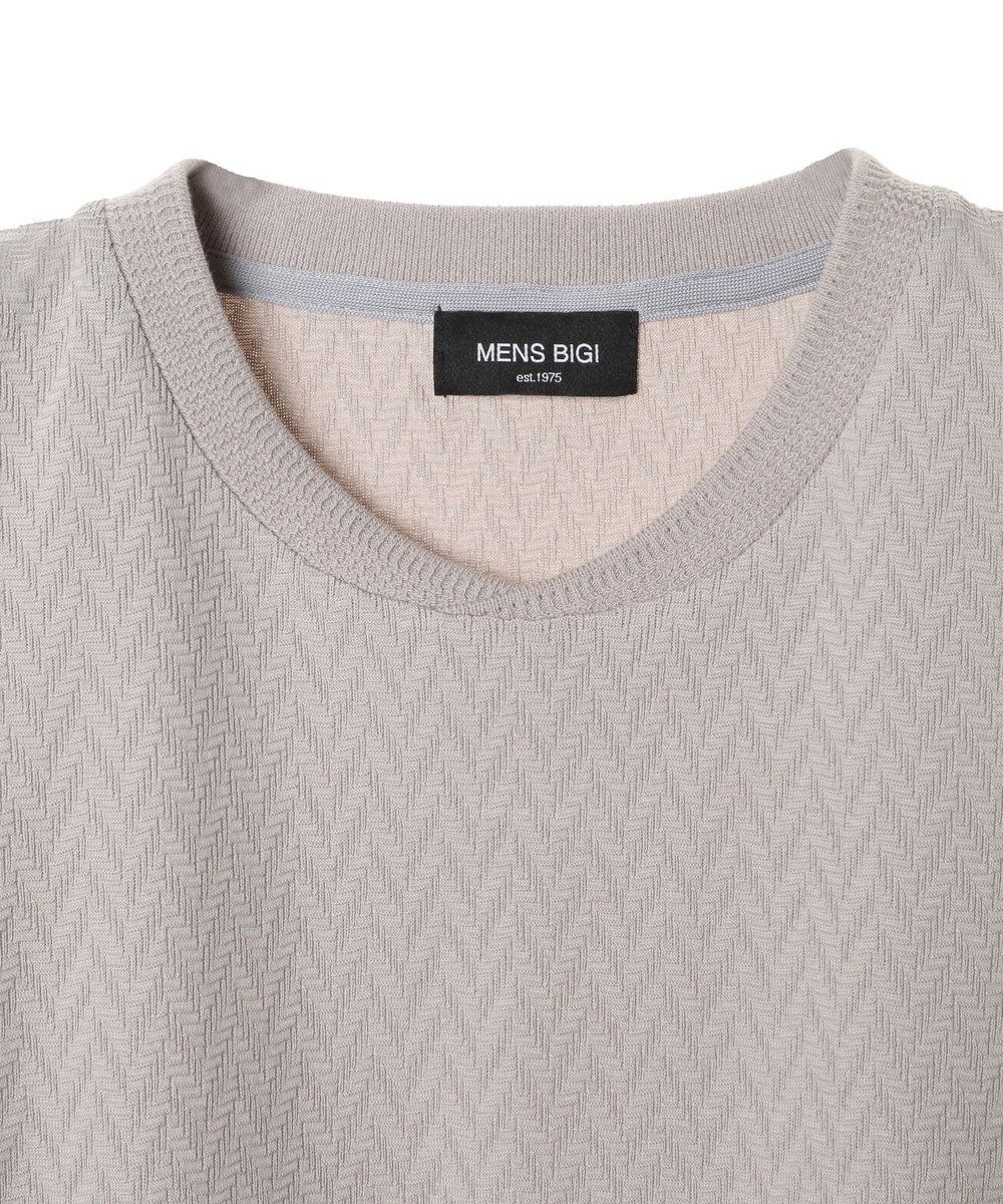 MEN'S BIGI シェブロン柄リンクスジャカードTシャツ<接触冷感><抗菌防臭> グレー