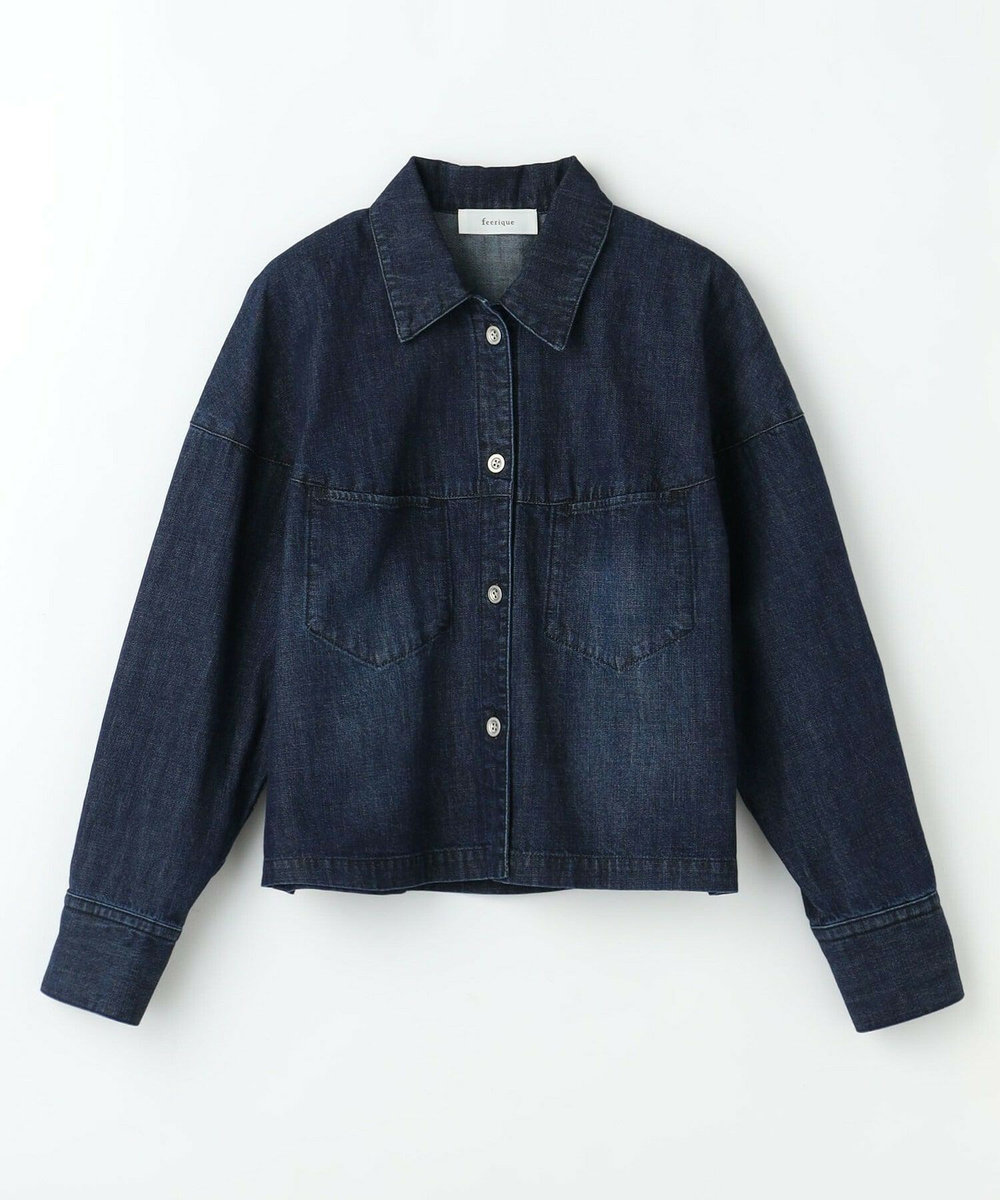 feerique feerique　デニムシャツブルゾン ネイビー