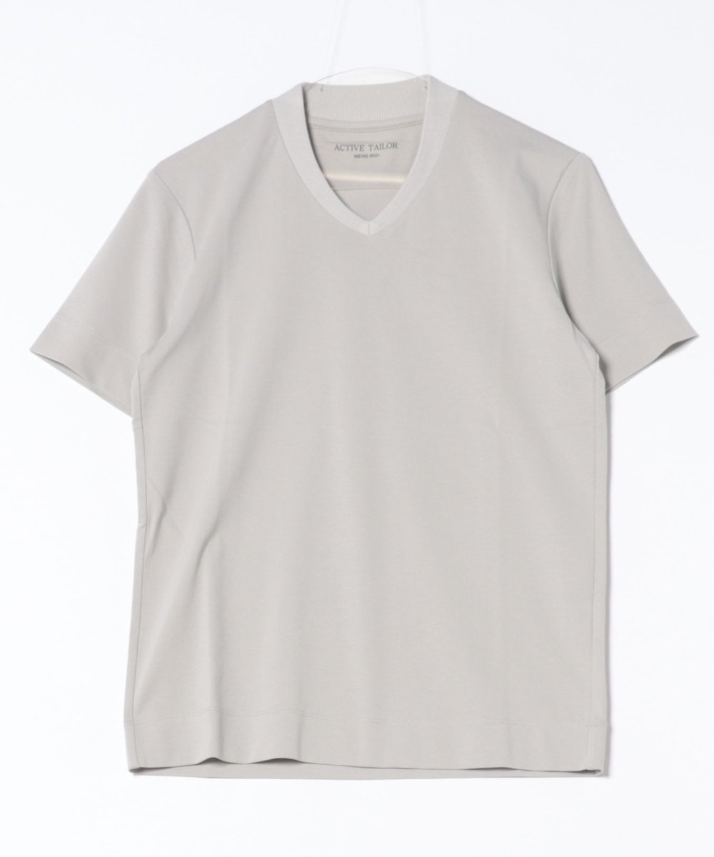 MEN'S BIGI 【ACTIVE TAILOR/アクティブテイラー】シルケットスムースVネックTシャツ＜接触冷感 / UVカット＞ グレー