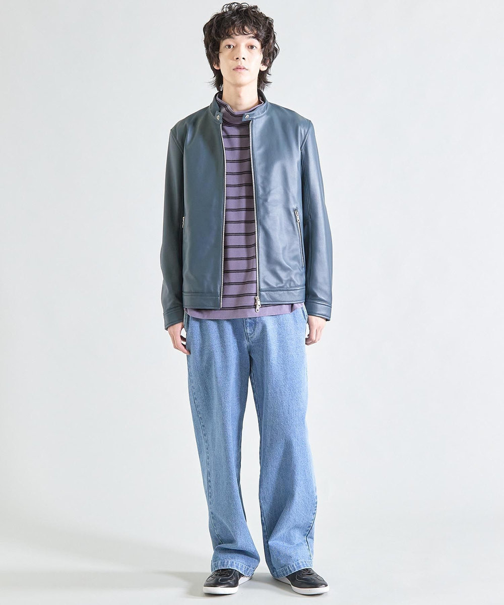UNION STATION シープナッパシングルライダース ネイビー