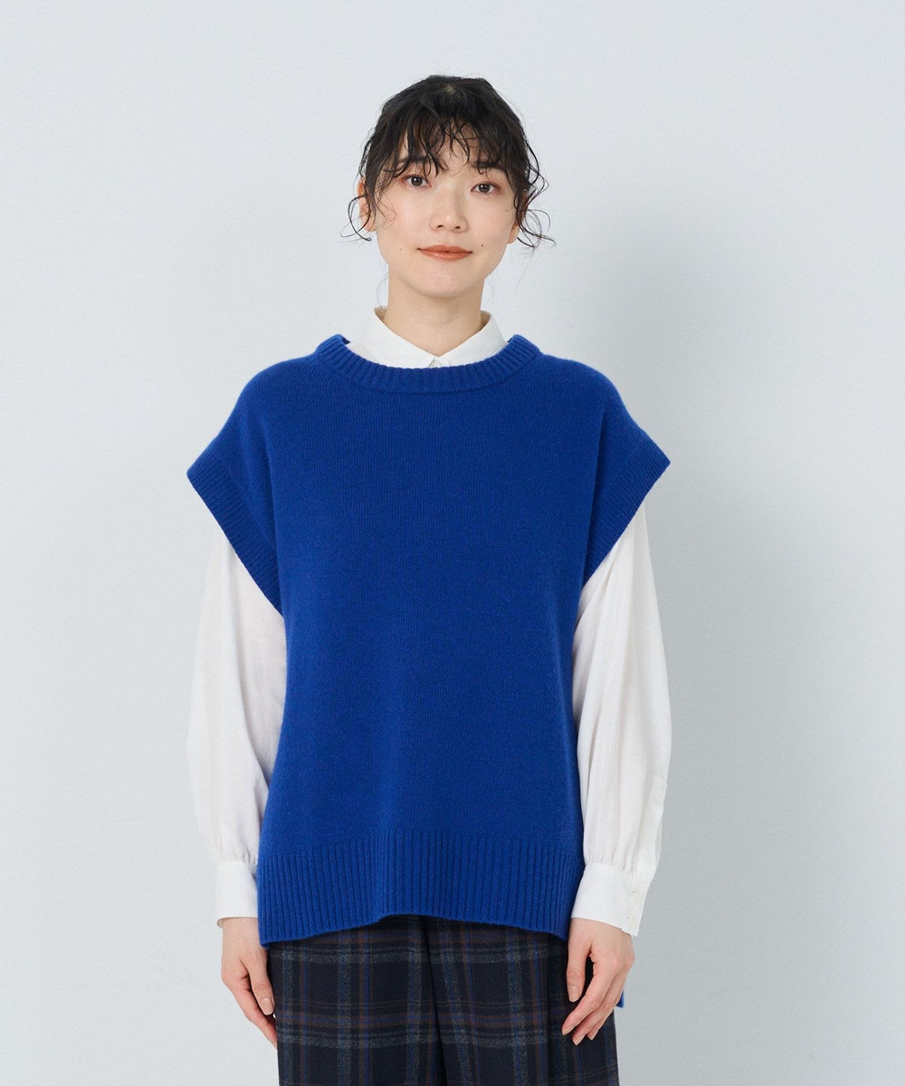 ADIEU TRISTESSE 7G　AQUAウールカシミヤ天竺ベスト ブルー
