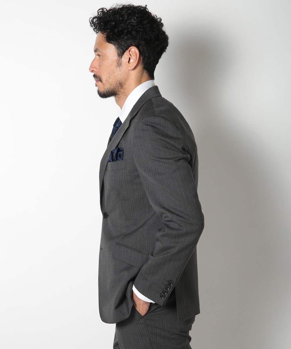 MEN'S BIGI ヘリンボーンストライプスーツセットアップ グレー